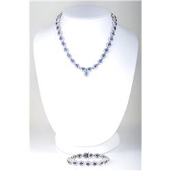 A Sapphire and Diamond Necklace and Bracelet Set