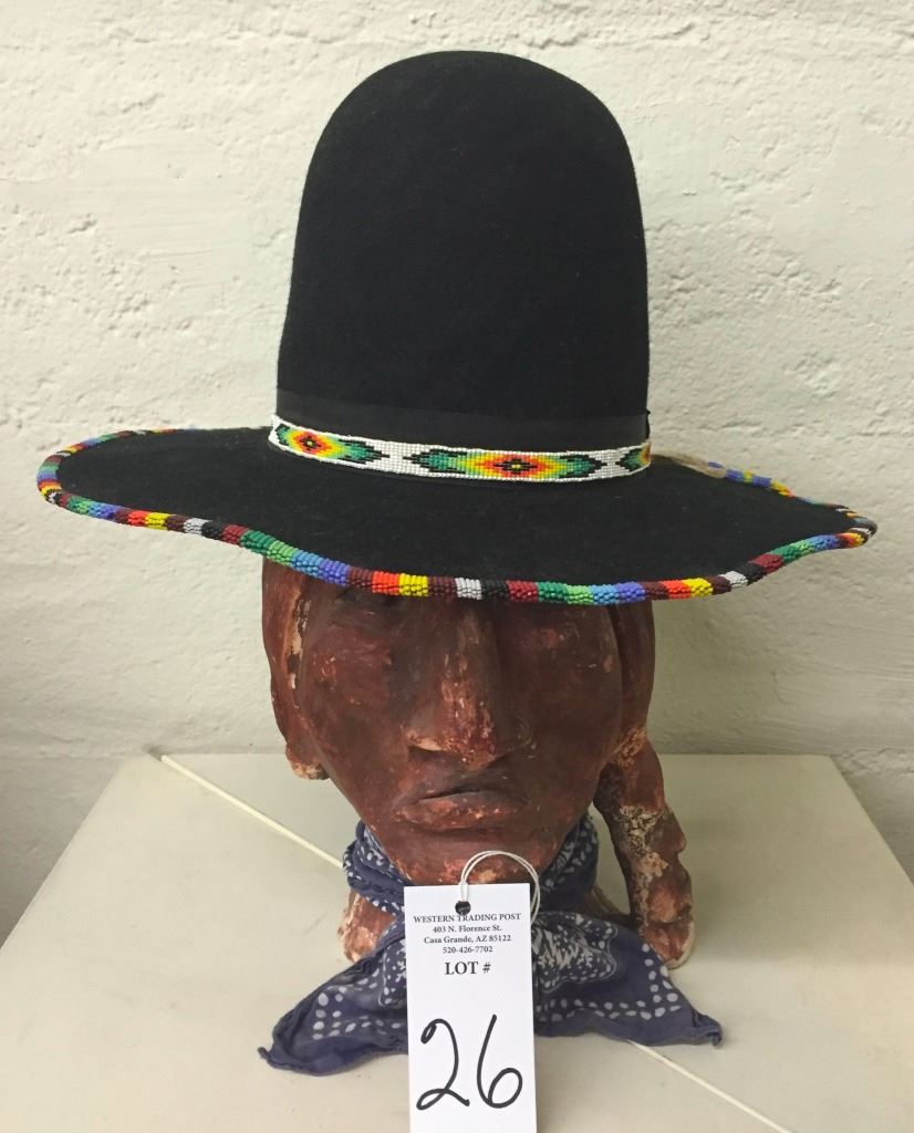 Vintage Navajo Beaded Felt Hat