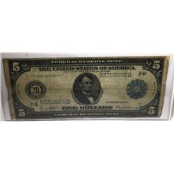 1914 $ 5 Lincoln FRN Fine Grade