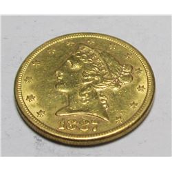 1887 s $ 5 Gold Liberty