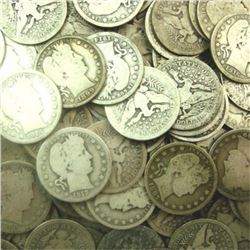 Lot of 100 Barber Quarters 90% Silver