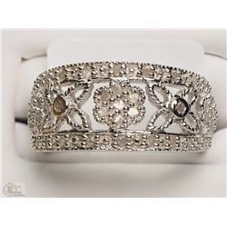 #1-STERLING SILVER DIAMOND RING SIZE 7