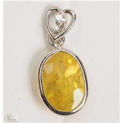 #5-14K YELLOW GOLD SAPPHIRE & DIAMOND PENDANT
