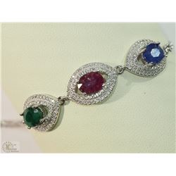 #7-STERLING SILVER ENHANCED RUBY, EMERALD &