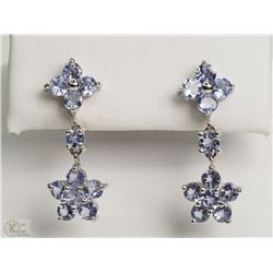 #8-10K WHITE GOLD TANZANITE FLOWER EARRINGS