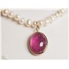 Image 1 : #9-14K YELLOW GOLD RUBY & PEARL CRYSTAL CLASP