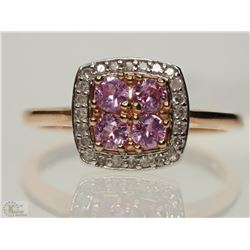 #17-10K ROSE GOLD SAPPHIRE & DIAMOND RING SIZE 7