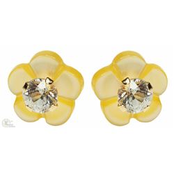 #20-14K YELLOW GOLD MOTHER OF PEARL & DIAMOND