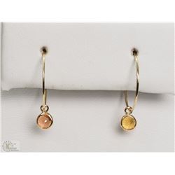 #23-14K YELLOW GOLD SAPPHIRE HOOP EARRINGS