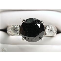 #25-14K WHITE GOLD BLACK & WHITE DIAMOND RING