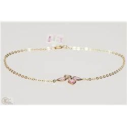 #28-14K YELLOW GOLD PINK SAPPHIRE BRACELET