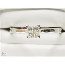 #29-10K WHITE GOLD QUAD DIAMOND RING SIZE 7