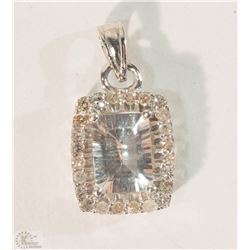 #42-14K WHITE GOLD TOPAZ & DIAMOND PENDANT