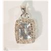 Image 1 : #42-14K WHITE GOLD TOPAZ & DIAMOND PENDANT
