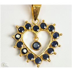 #46-18K YELLOW GOLD SAPPHIRE HEART PENDANT