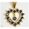 Image 1 : #46-18K YELLOW GOLD SAPPHIRE HEART PENDANT