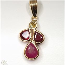 #48-14K YELLOW GOLD RUBY & DIAMOND PENDANT
