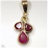 Image 1 : #48-14K YELLOW GOLD RUBY & DIAMOND PENDANT