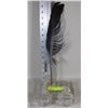Image 1 : 2 GLASS INKWELLS AND FEATHER RIB