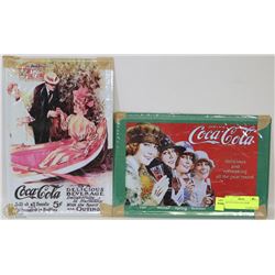 SET OF 2 METAL COCA COLA SIGNS