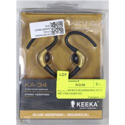 KEEKA SPORTS HEADPHONES WITH MIC FOR SAMSUNG