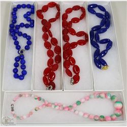 LOT OF 5 ASSORTED PEARLS,STONES NECKLACES