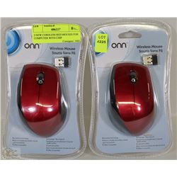 2 NEW CORDLESS RED MOUSES FOR COMPUTER WITH CHIP