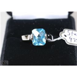 BLUE CUBIC ZIRCONIA STERLING SILVER RING SIZE 7