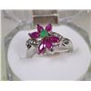 Image 1 : #39-NATURAL RED RUBY/EMERALD/CZ RING