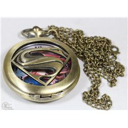 NEW SUPERMAN PREMIUM POCKET WATCH WITH CHAIN