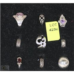 TRAY WITH ASSORTED STERLING SILVER RINGS