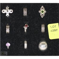 TRAY WITH ASSORTED STERLING SILVER RINGS