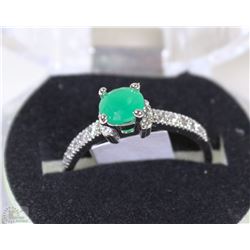 #25-NATURAL EMERALD/CZ RING