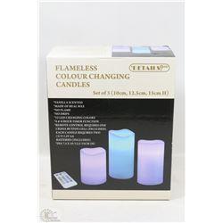 3PACK VANILLA SCENT COLOUR CHANGING R/C CANDLES