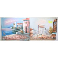 TWO OIL PAINTINGS (NO FRAME)