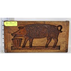 VINTAGE HAND CARVED PIG PICTURE