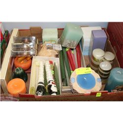 FLAT OF VARIOUS DECORATIVE CANDLES