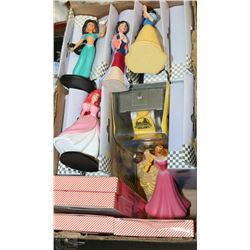 BOX WITH PRINCESS FIGURINES, NEW GIRLIE NAIL KITS,