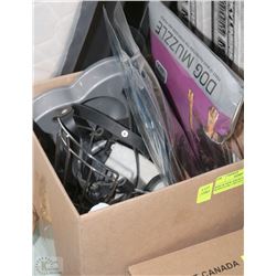 BOX OF NEW ASSORTED DOG/ PET SUPPLIES INC 3 MUZZLE