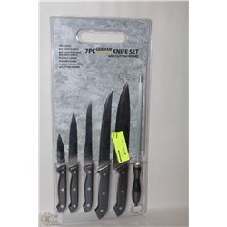 NEW 7PC GERMAN STYLE KNIFE SET WITH CUTTING BOARD