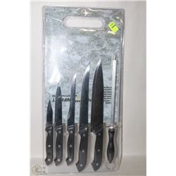 NEW 7PC GERMAN STYLE KNIFE SET WITH CUTTING BOARD