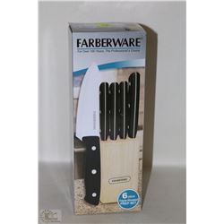 NEW FARBERWARE 6PC KNIFE SET IN BLOCK
