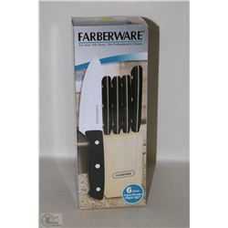 NEW FARBERWARE 6PC KNIFE SET IN BLOCK