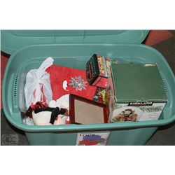 LARGE BIN OF XMAS DECORATIONS