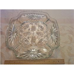 VINTAGE CLEAR GLASS DEVILED EGG PLATTER