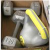 Image 1 : BOX W/SET OF TWO 20 LB HEX DUMBBELLS &