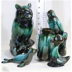 5 GENUINE BLUE MOUNTAIN POTTERY INCL SEAL, OWL,