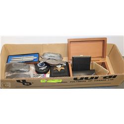 BOX W/2 NEW TRIGGER LOCKS, OILER'S PUCK,