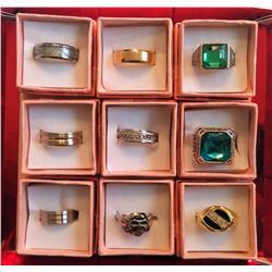 LOT OF 9 MEN'S FASHION RINGS