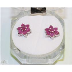 #-18-NATURAL RED RUBY EARRINGS.925 SOLID SILVER